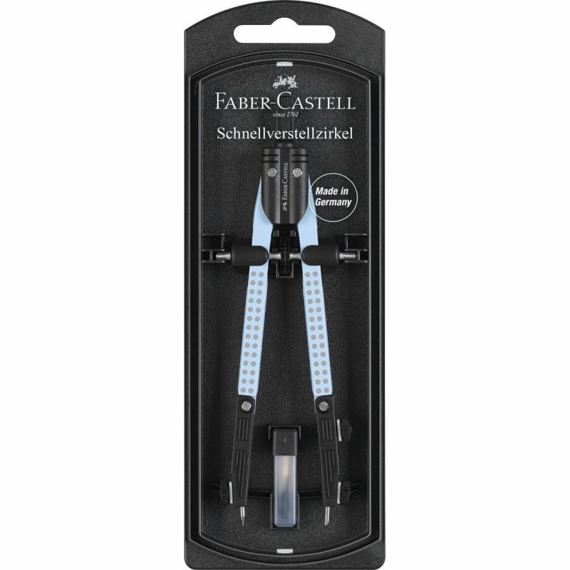 FABER-CASTELL Compas à réglage rapide GRIP, bleu ciel