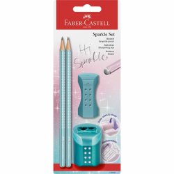 FABER-CASTELL Kit d'écriture GRIP SPARKLE, vert menthe