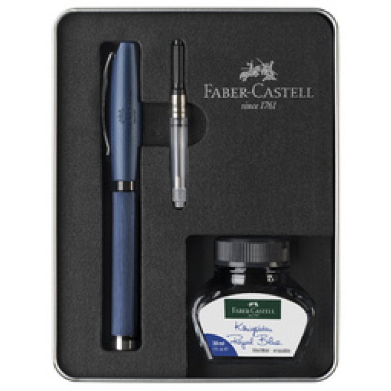 FABER-CASTELL Set d'écriture Essentio Aluminium, bleu