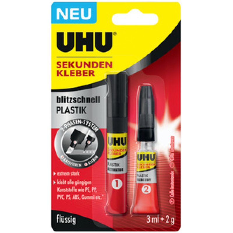 UHU Colle instantanée blitzschnell PLASTIK, 3 ml 2 g