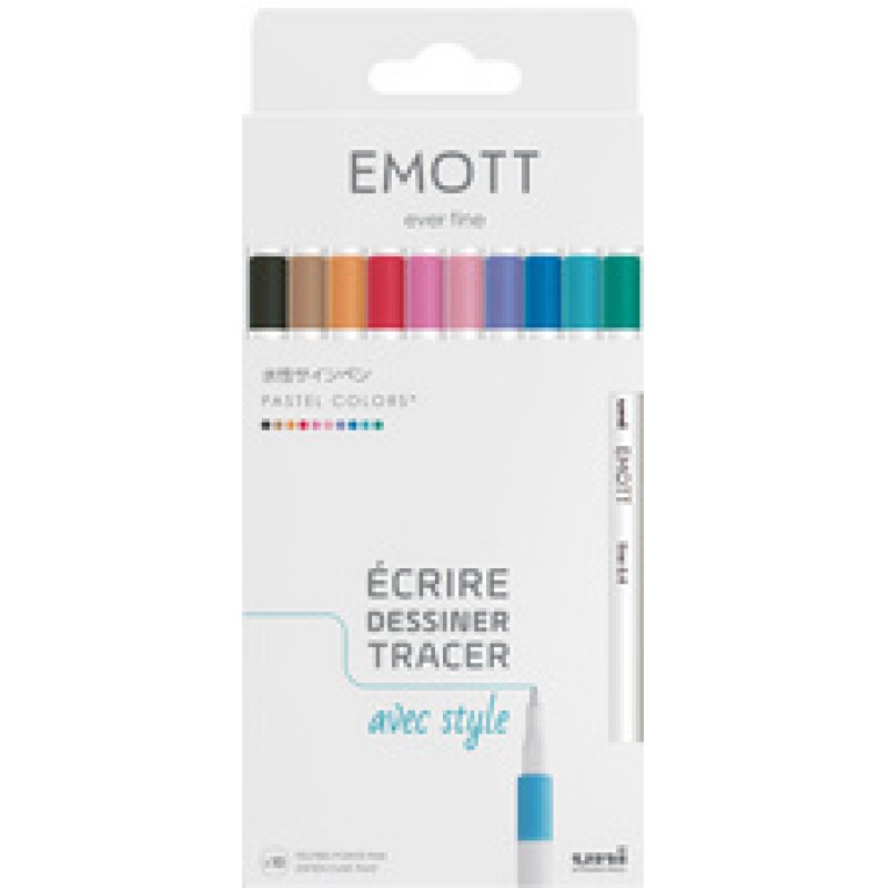 uni-ball Feutre EMOTT, set de 10 "Calm-Tone Colors"