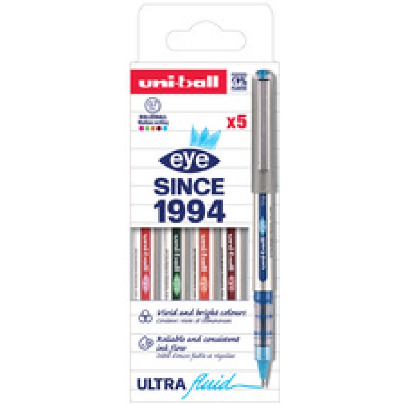uni-ball Stylo roller eye fine UB157E PF, étui de 5, assorti