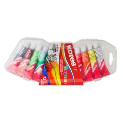 Kores FF72412 peintures en détrempe Noir, Bleu, Vert, Orange, Rose, Rouge, Blanc, Jaune