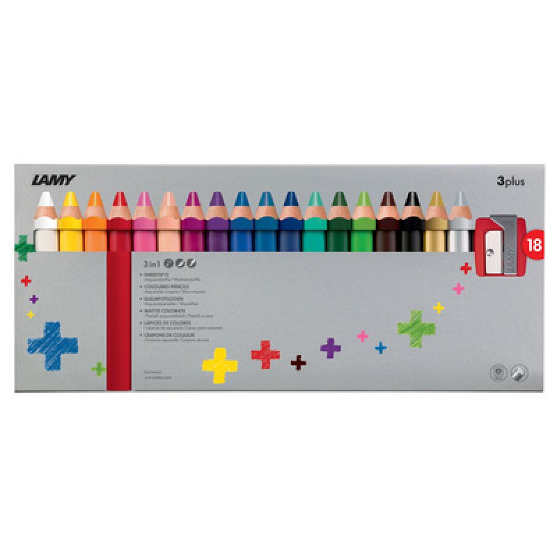 LAMY Crayon de couleur 3-en-1 3plus, étui carton de 12