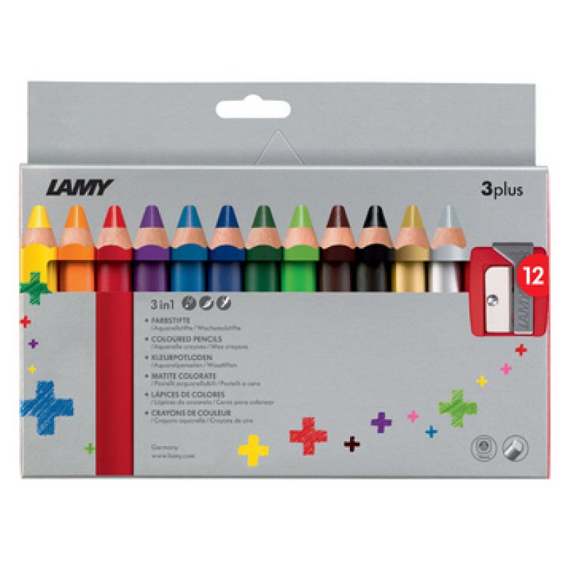LAMY Crayon de couleur 3-en-1 3plus, étui carton de 18