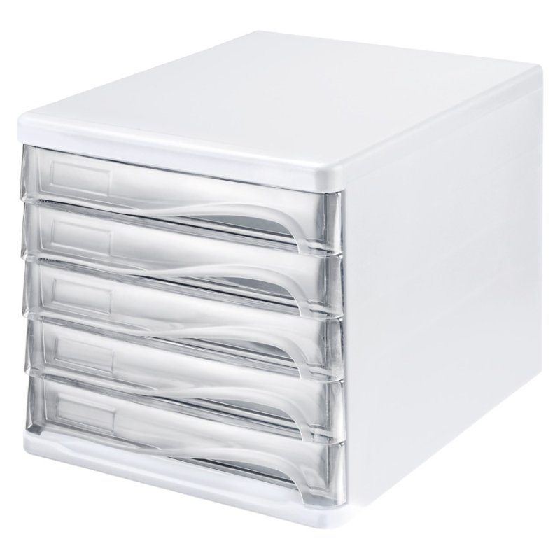 Helit H6129402 bac de rangement de bureau Plastique Transparent, Blanc