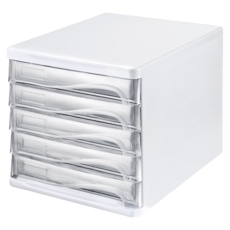 Helit H6129402 bac de rangement de bureau Plastique Transparent, Blanc
