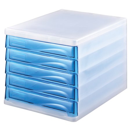 helit Module de classement "the wave", 5 tiroirs blanc/bleu