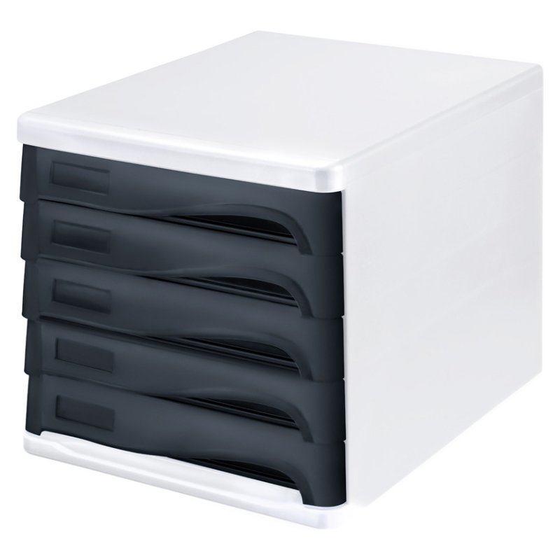 helit Module de classement "the wave", 5 tiroirs, blanc/noir