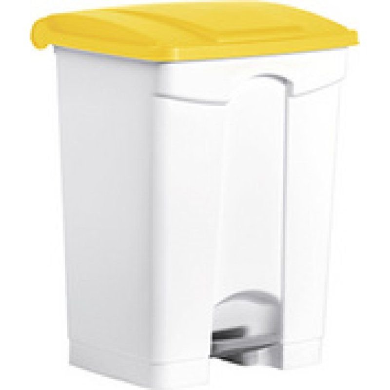 helit Poubelle à pédale "the step", 70 litres, blanc/jaune