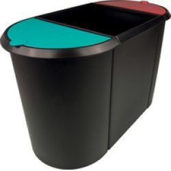 helit Corbeille à papier "the triple", oval, PE, noir/rouge/