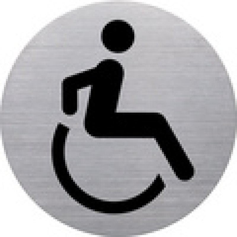 helit Pictogramme "the badge" WC handicapés", rond, argent