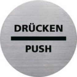 helit Piktogramm "the badge" DRÜCKEN/PUSH, rund, silber
