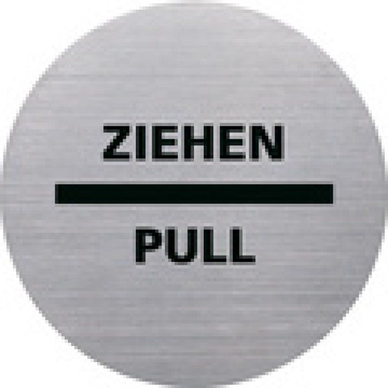 helit Piktogramm "the badge" DRÜCKEN/PUSH, rund, silber