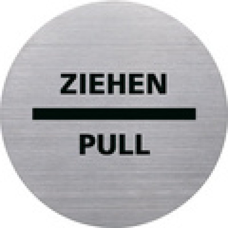 helit Piktogramm "the badge" ZIEHEN/PULL, rund, silber