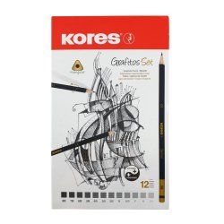 Kores Crayon à papier "Grafitos Art", étui métallique de 12
