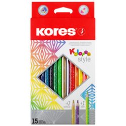 Kores Crayon de couleur "Kolores Style", étui carton de 15