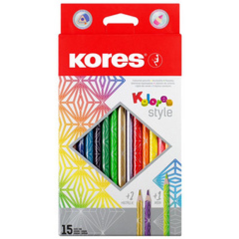 Kores Crayon de couleur "Kolores Style", étui carton de 15
