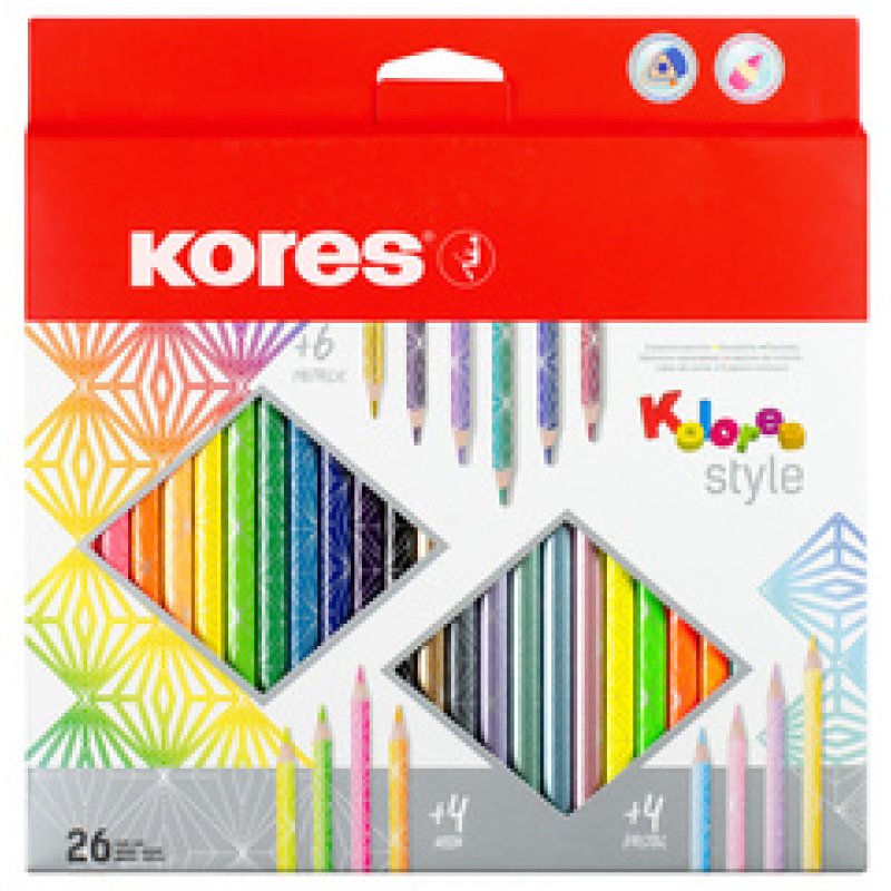 Kores Crayon de couleur "Kolores Style", étui carton de 15