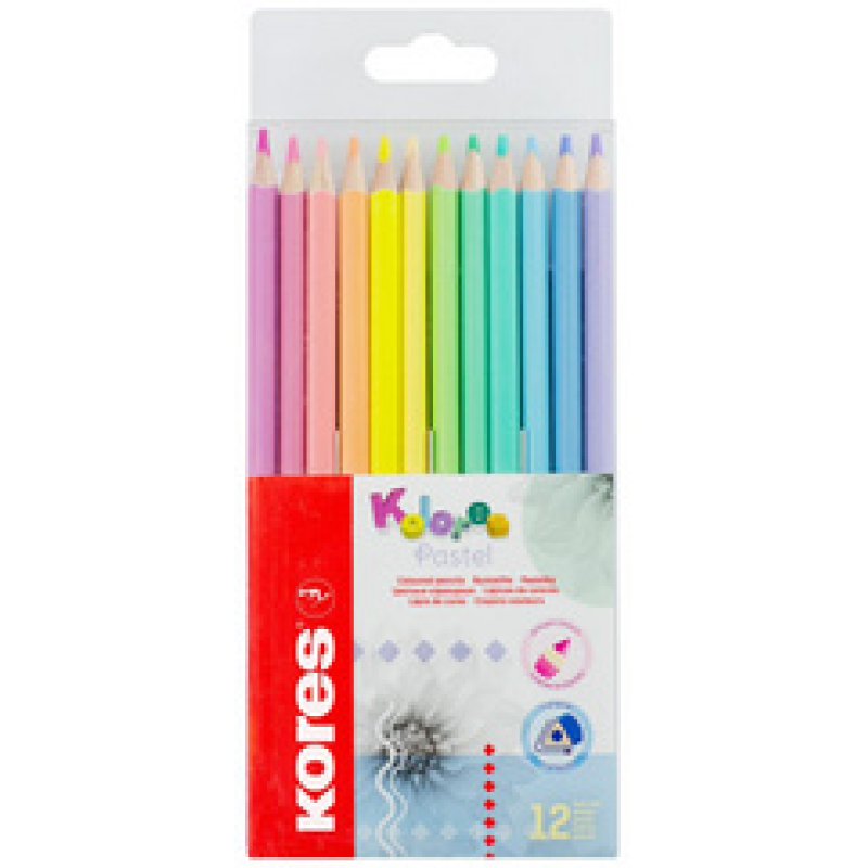 Kores Crayon de couleur "Kolores Pastel", étui carton de 12
