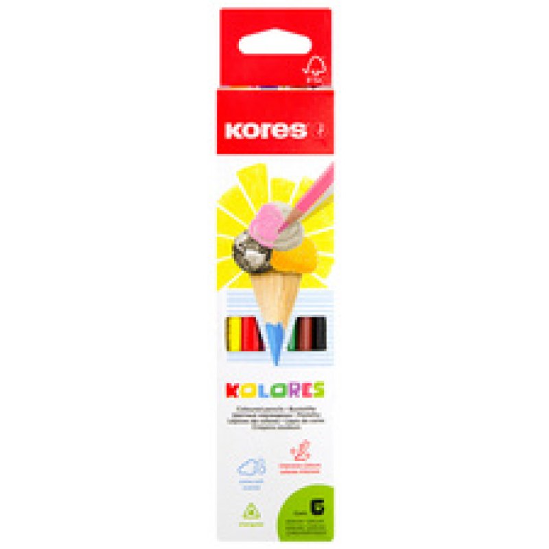 Kores Crayon de couleur triangulaire "Kolores", étui carton