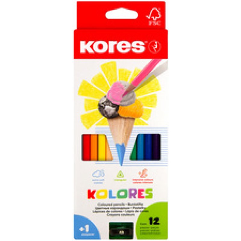Kores Crayon de couleur triangulaire "Kolores", étui carton
