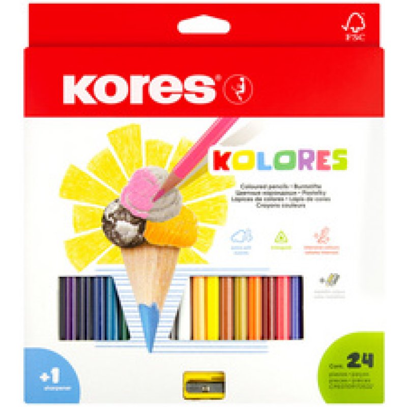 Kores Crayon de couleur triangulaire "Kolores", étui carton