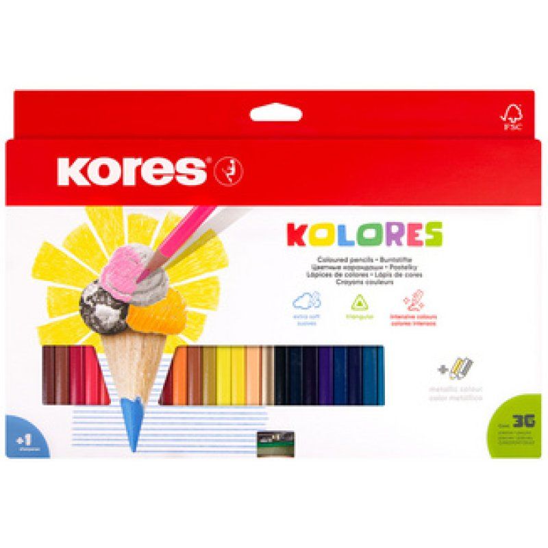 Kores Crayon de couleur triangulaire "Kolores", étui carton