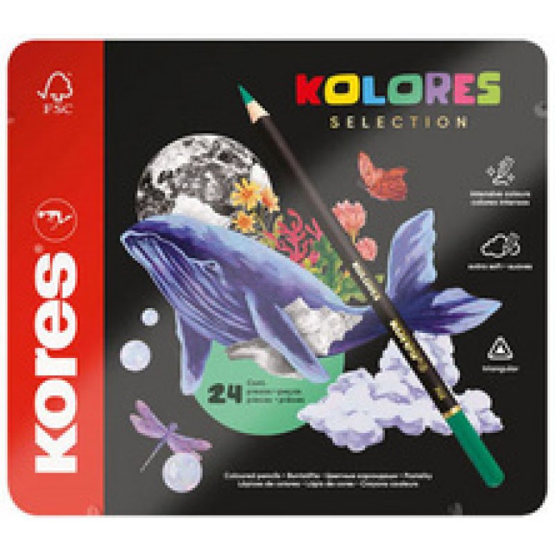 Kores Crayon de couleur "KOLORES SELECTION", étui de 24