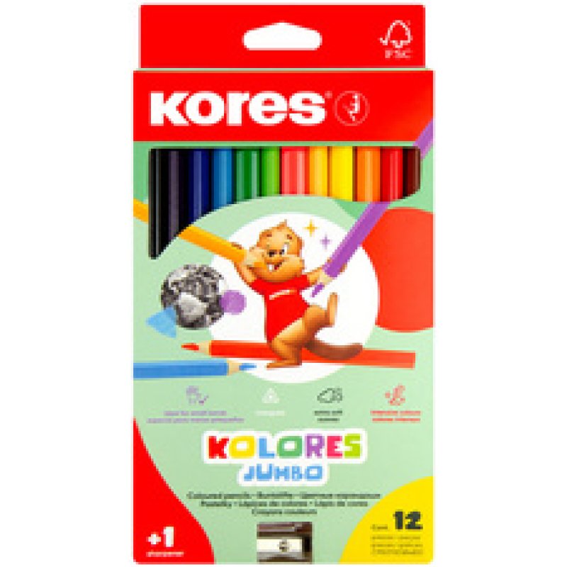 Kores Crayon de couleur "Kolores JUMBO", étui carton de 24