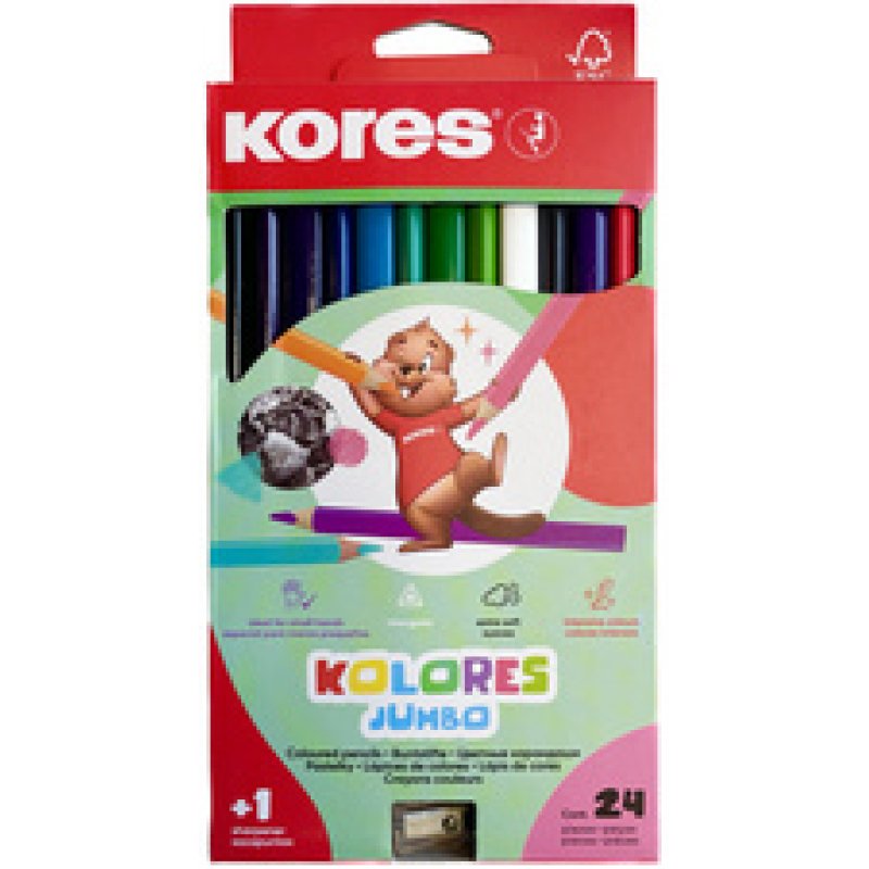 Kores Crayon de couleur "Kolores JUMBO", étui carton de 24
