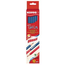 Kores Crayons de couleur TWIN, triangulaire, bleu / rouge
