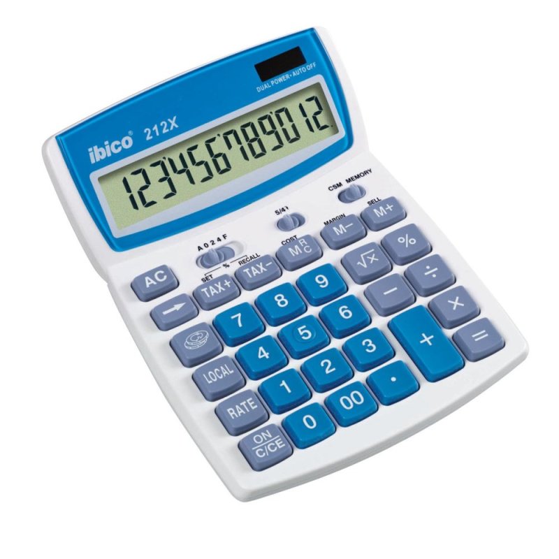 Rexel Ibico 212X Desktop Calculator White/Blue