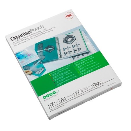 GBC Organise Laminating Pouches 2x125 Micron Gloss A4 (100)