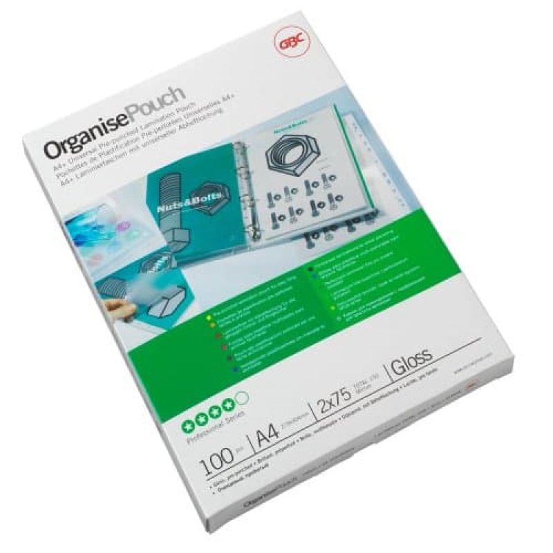 GBC Organise Laminating Pouches 2x125 Micron Gloss A4 (100)