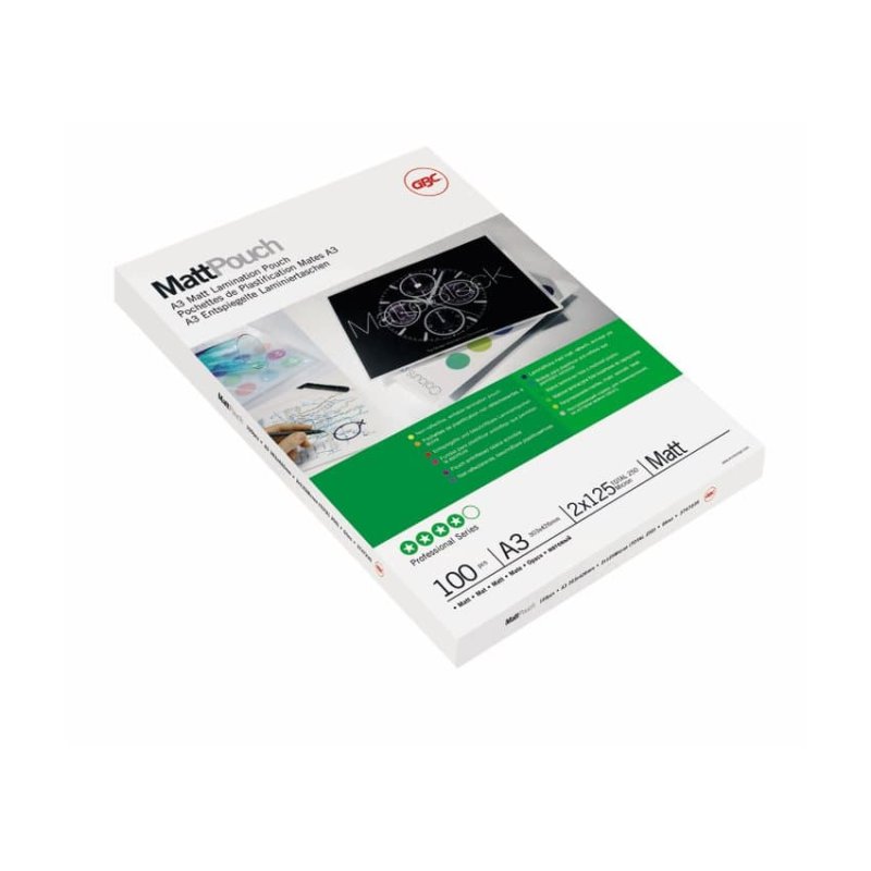 GBC Matt Laminating Pouches A3 2x125 Micron (100)