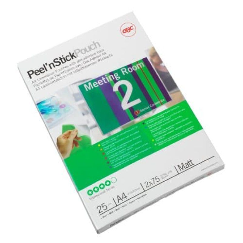 GBC Pochettes de plastification Peel`n Stick A4 2x75mic mat (25)