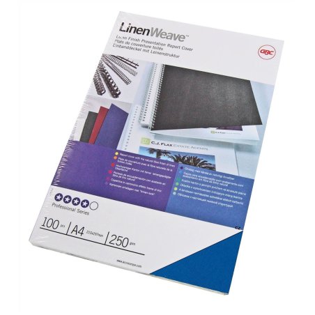 GBC LinenWeave Binding Covers 250gsm A4 Royal Blue (100)