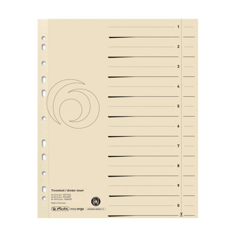 Herlitz 5971502 intercalaire Carton Beige 10 pièce(s)