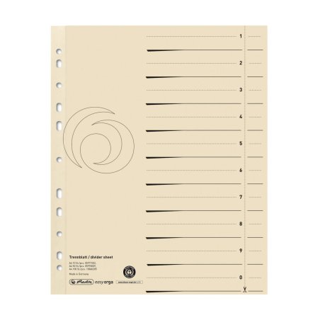 herlitz Intercalaires, A4 extra large, en carte lustrée