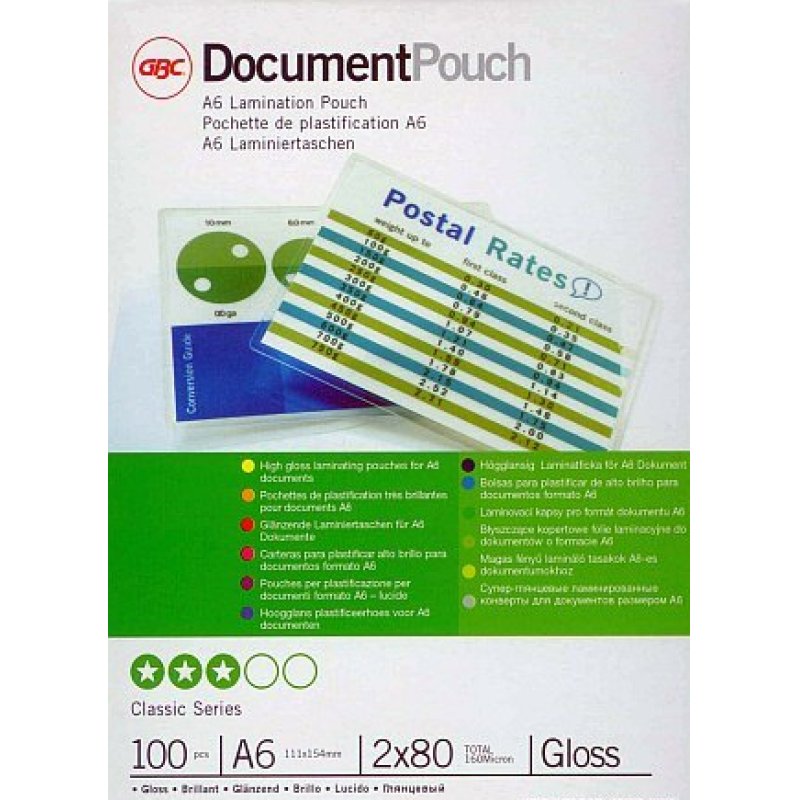 GBC Pochette de plastification, A6, brillant, 160 microns