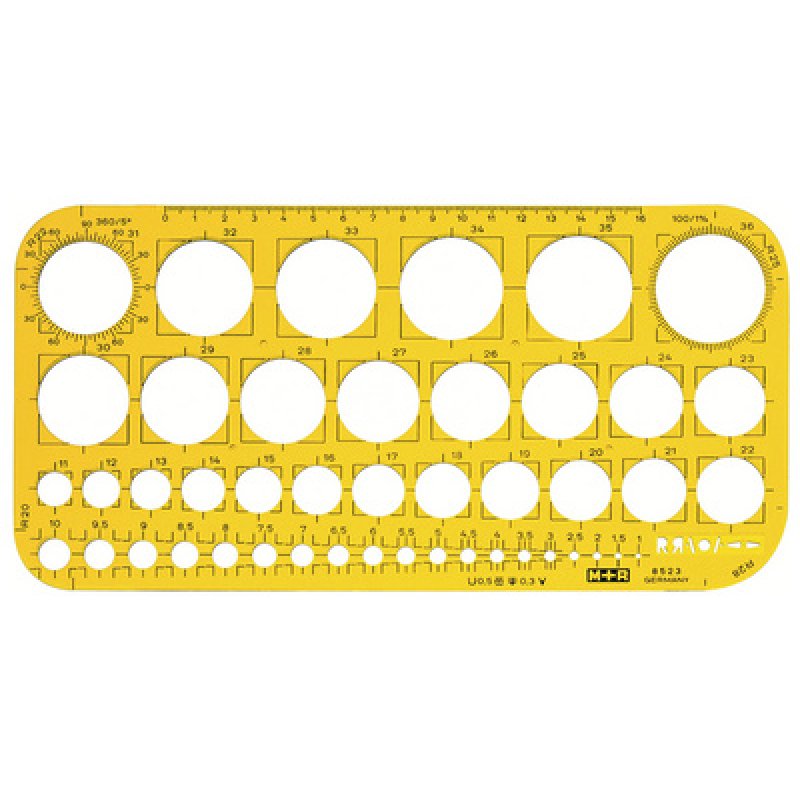 M R Trace-cercles 1-36 mm, jaune transparent