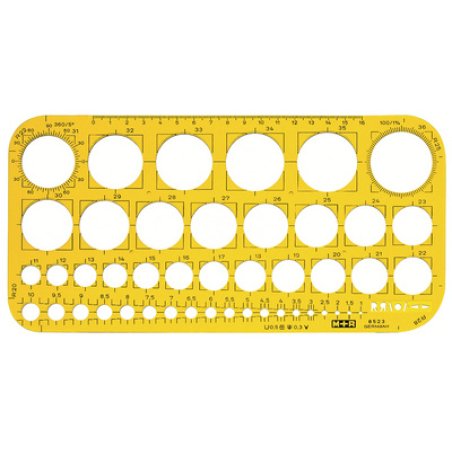 M R Trace-cercles 1-36 mm, jaune transparent