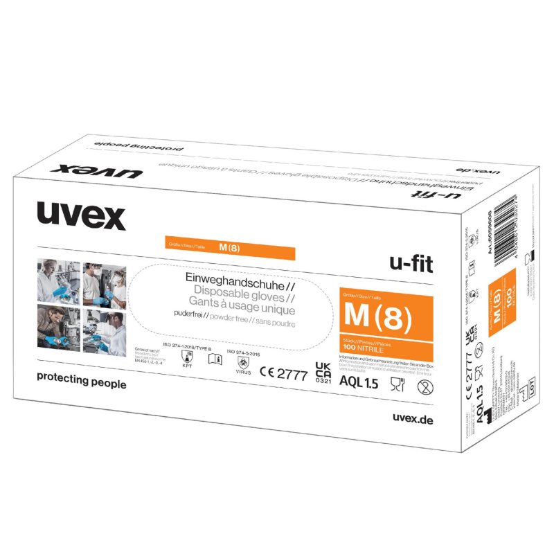 uvex Gant de protection à usage unique u-fit, taille S, bleu