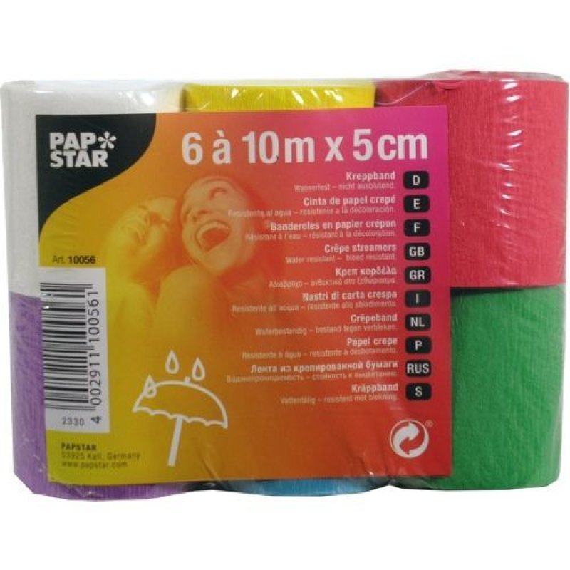 PAPSTAR Banderole de papier crépon, 50 mm x 10 m, pack de 6