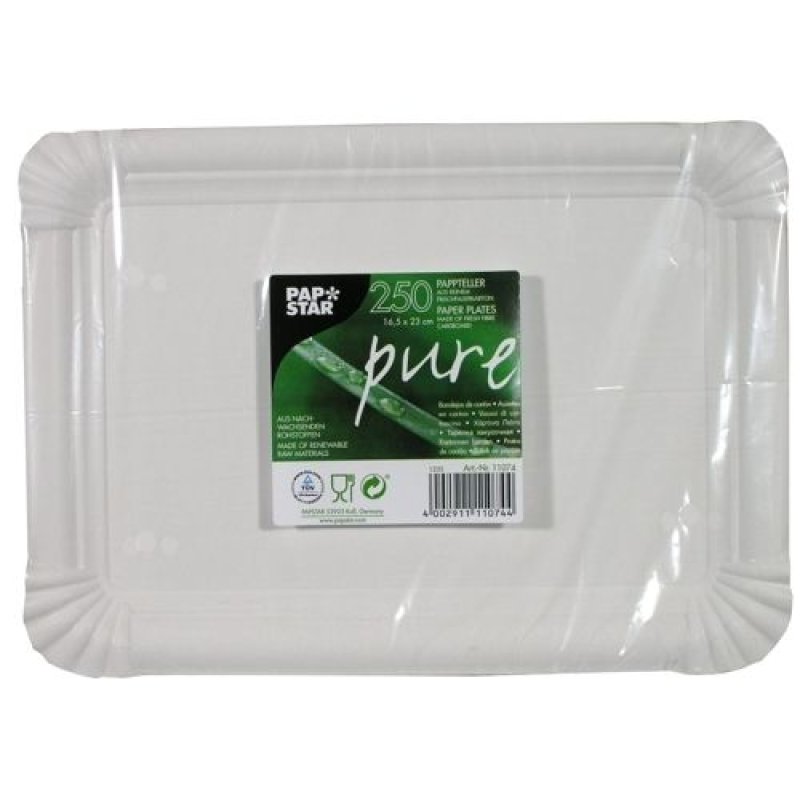 PAPSTAR Assiette en carton "pure" rectangulaire, blanc