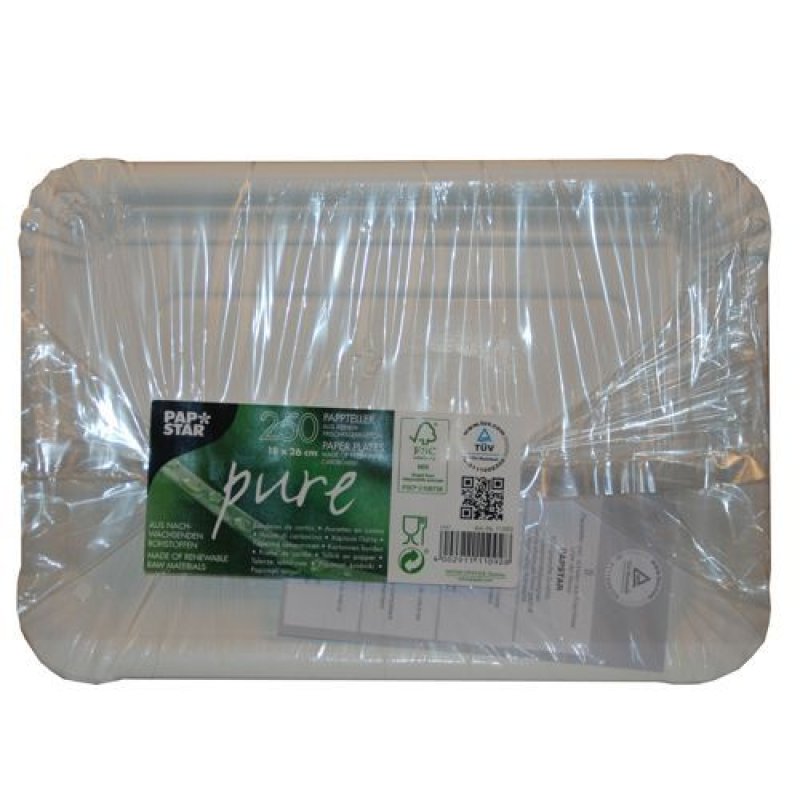 PAPSTAR Assiette en carton "pure" rectangulaire, blanc