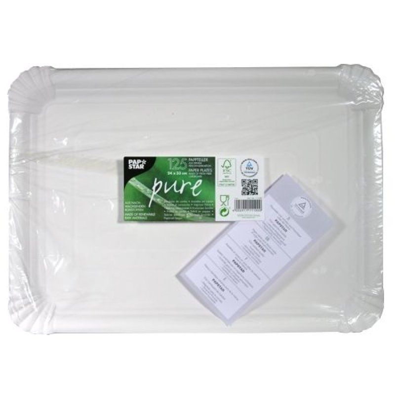 PAPSTAR Assiette en carton "pure" rectangulaire, blanc