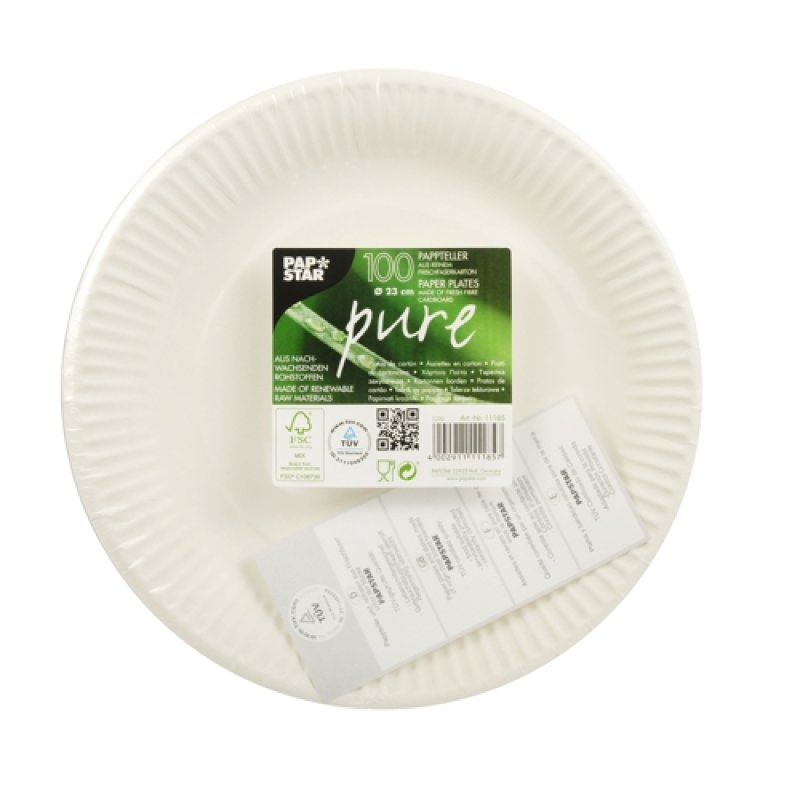 PAPSTAR Assiette en carton "pure" diamètre: 230 mm, blanc