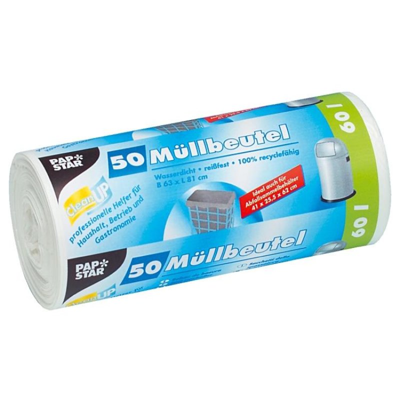 STARPAK Sac poubelle HDPE, 60 litres, blanc